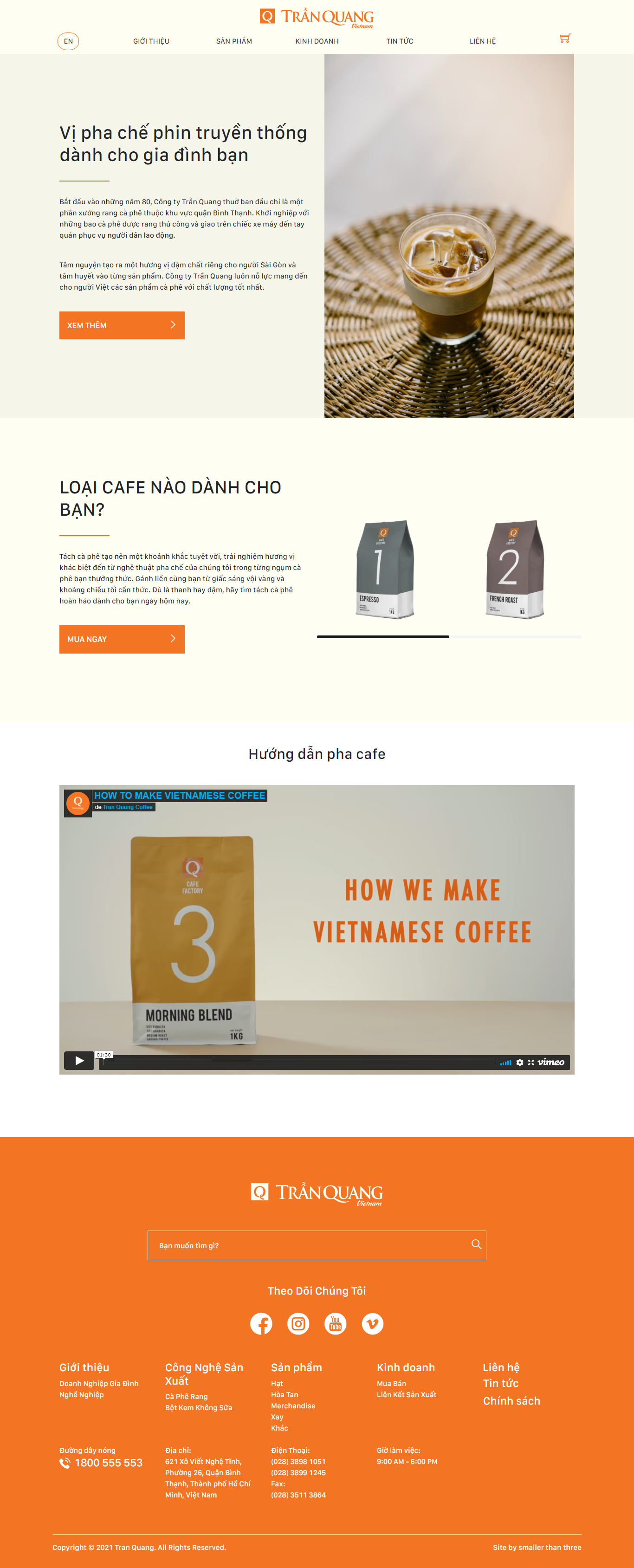 Thiết kế Website web bán cafe phin - wwwcafetranquangcom