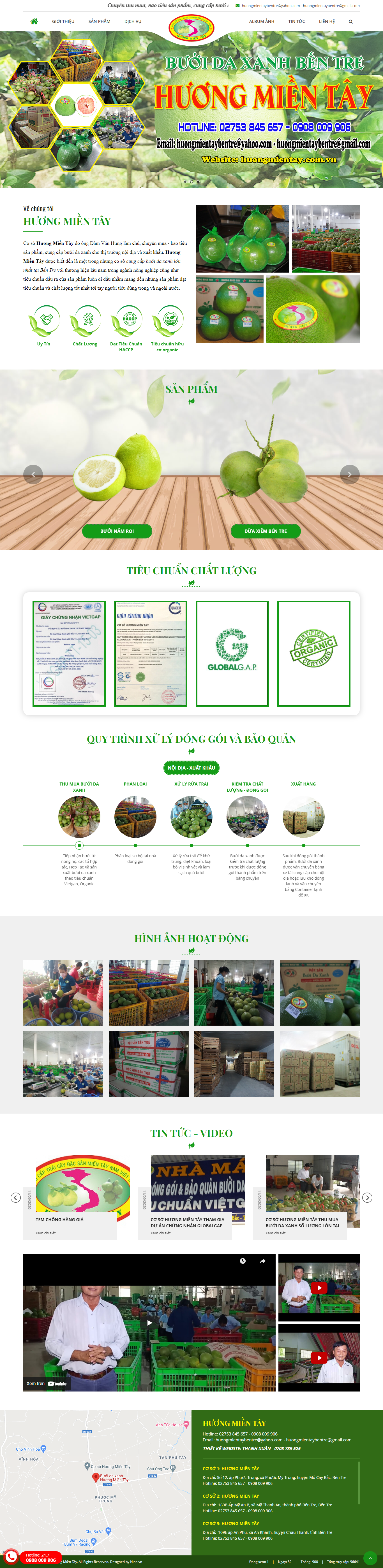 Thiết kế Website web bán bưởi da xanh - huongmientaycomvn