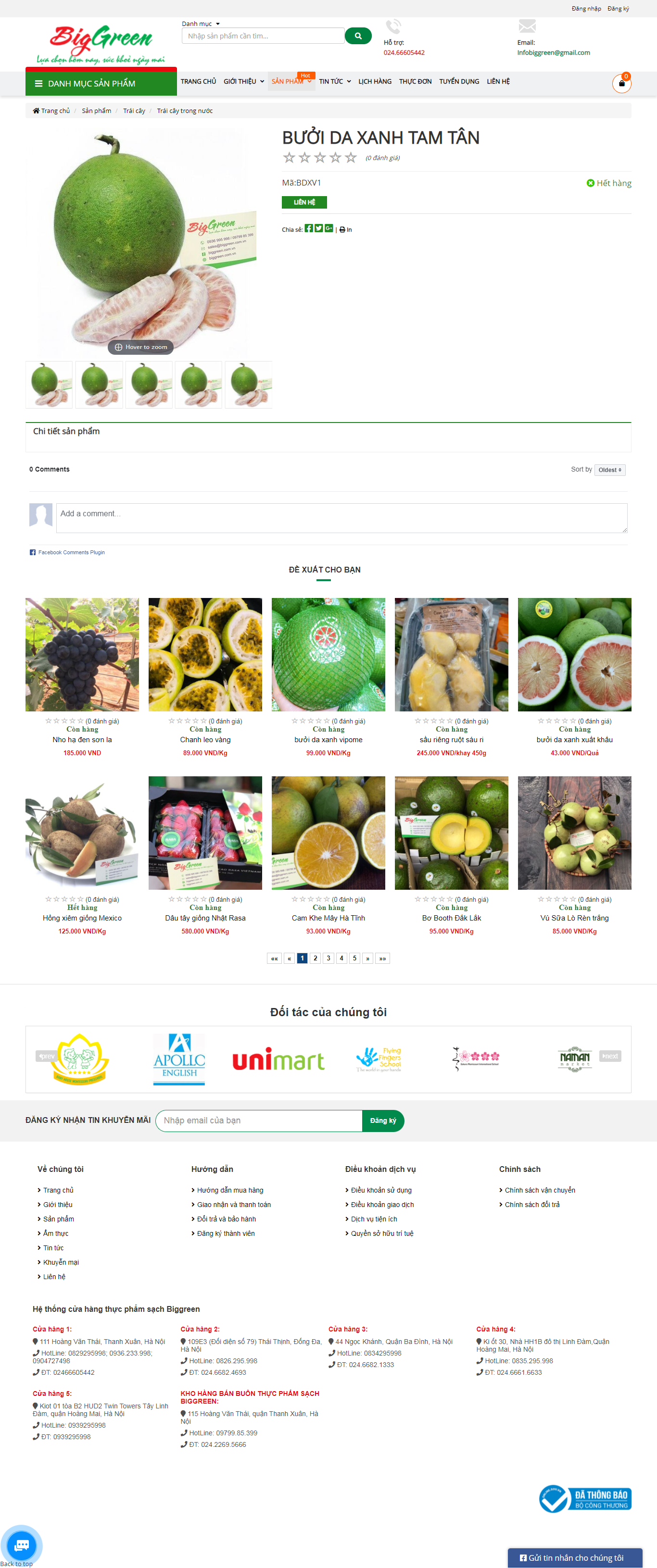 Thiết kế Website web bán bưởi da xanh - biggreenvn