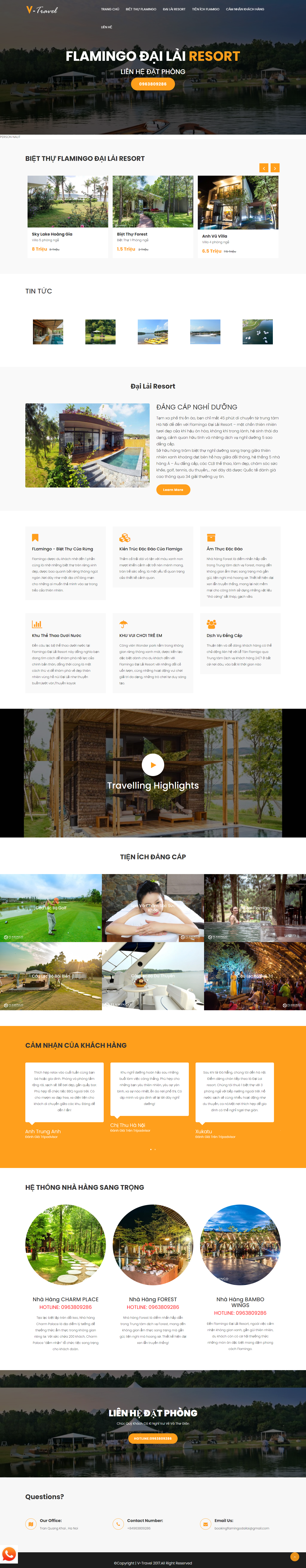 Thiết kế Website web khu du lịch nghỉ dưỡng - wwwdatphong-flamingodailaicom