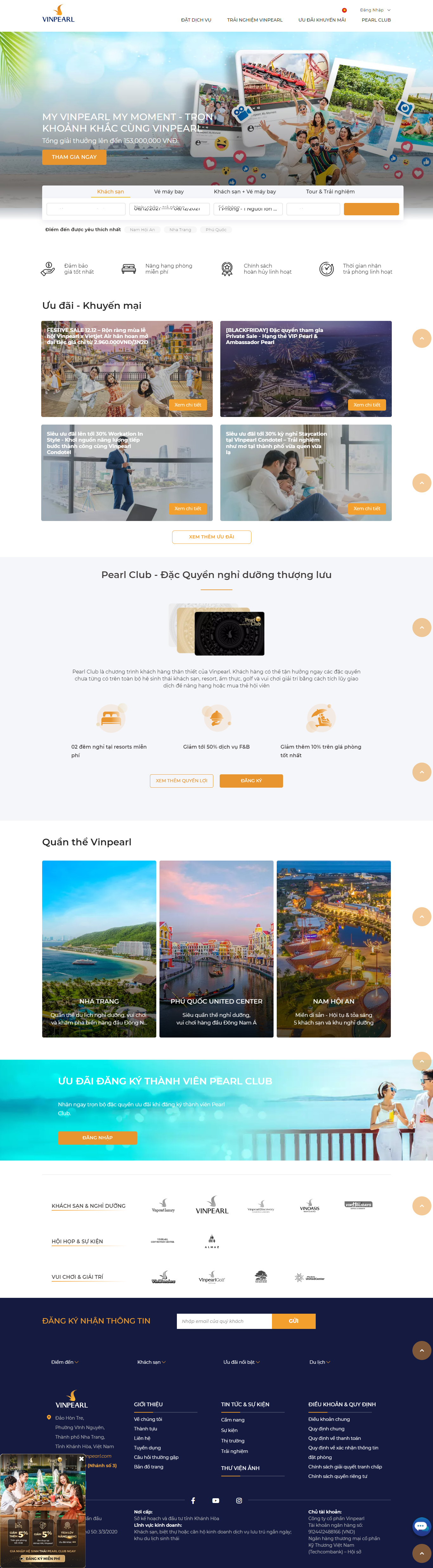 Thiết kế Website web khu du lịch nghỉ dưỡng - vinpearlcom