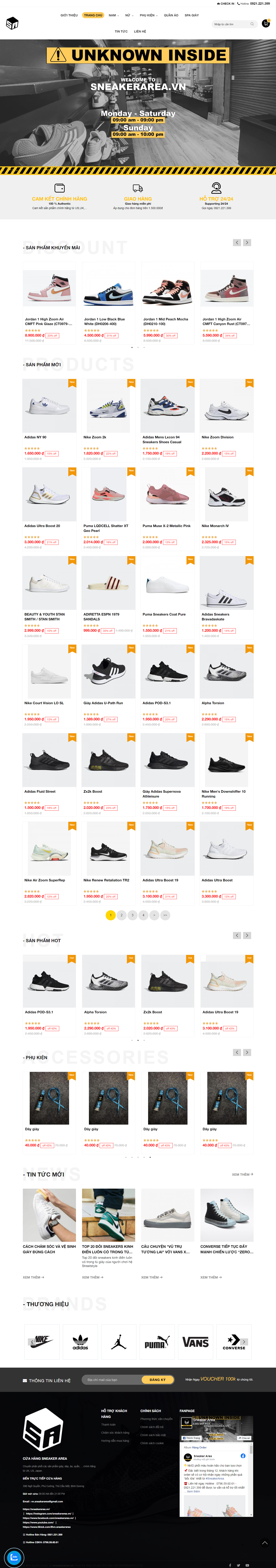 Thiết kế Website web bán giày sneaker - sneakerareavn