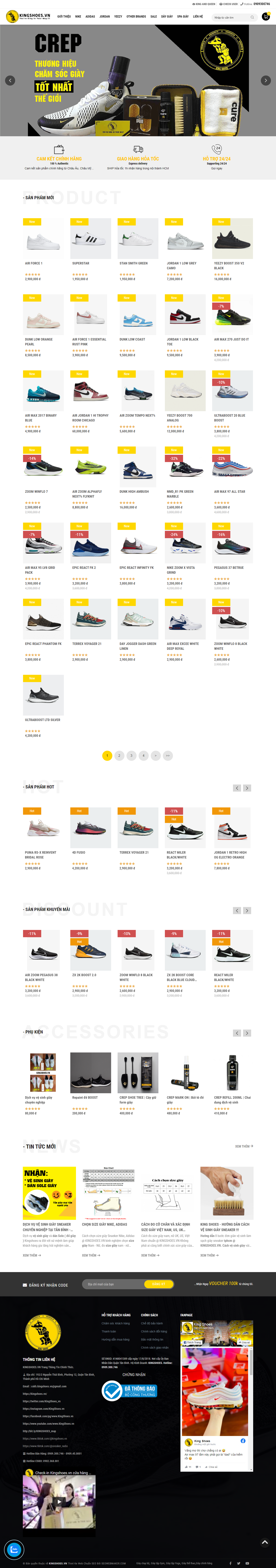 Thiết kế Website web bán giày sneaker - kingshoesvn