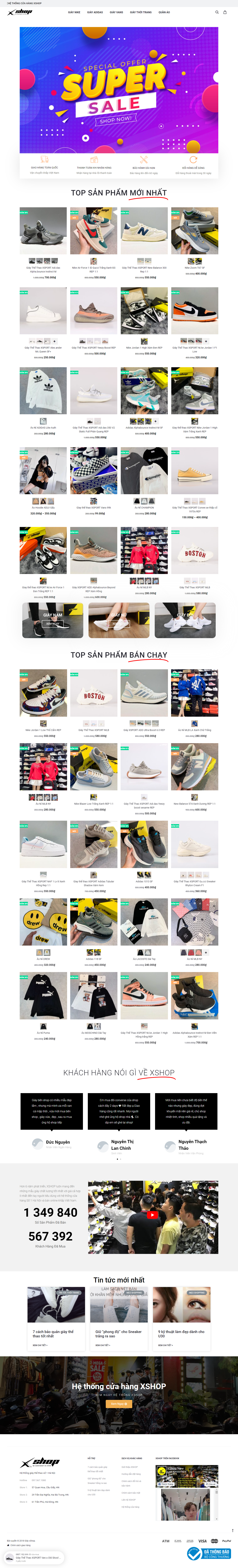 Thiết kế Website web bán giày sneaker - giayxshopvn
