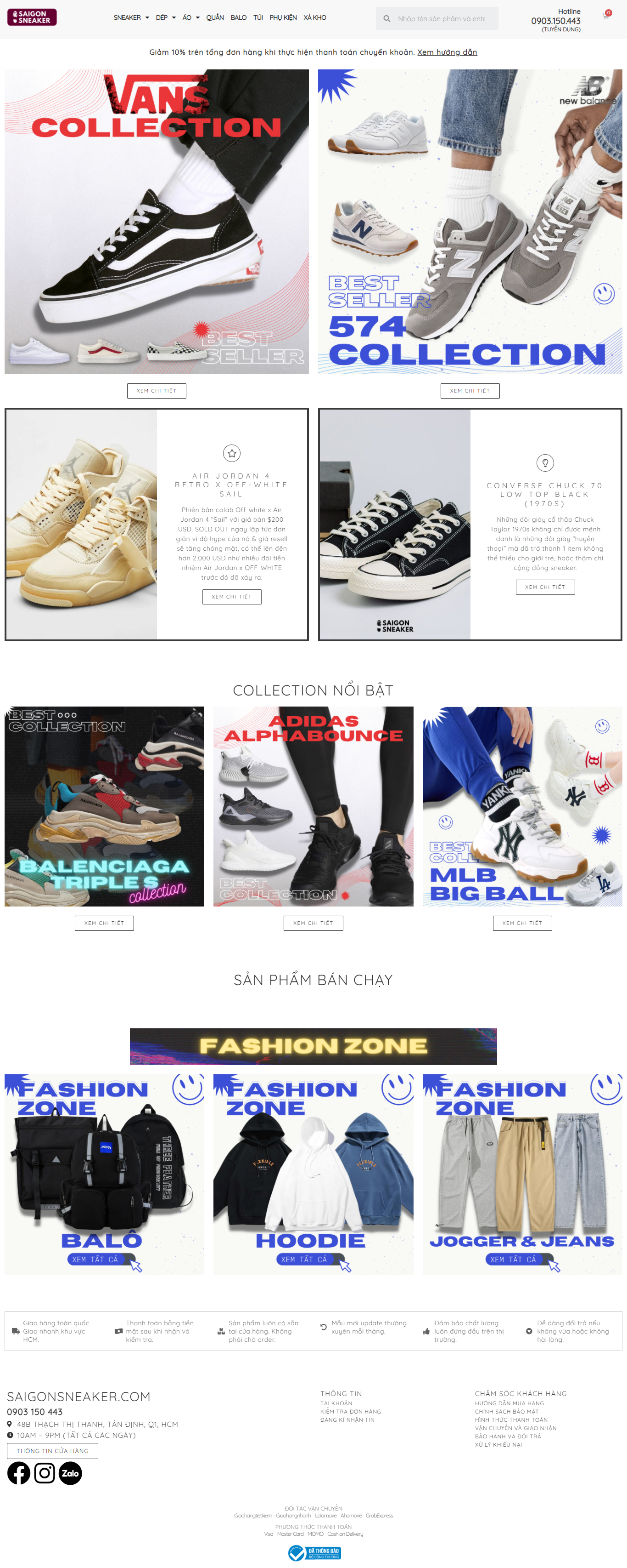 Thiết kế Website web bán giày sneaker - saigonsneakercom