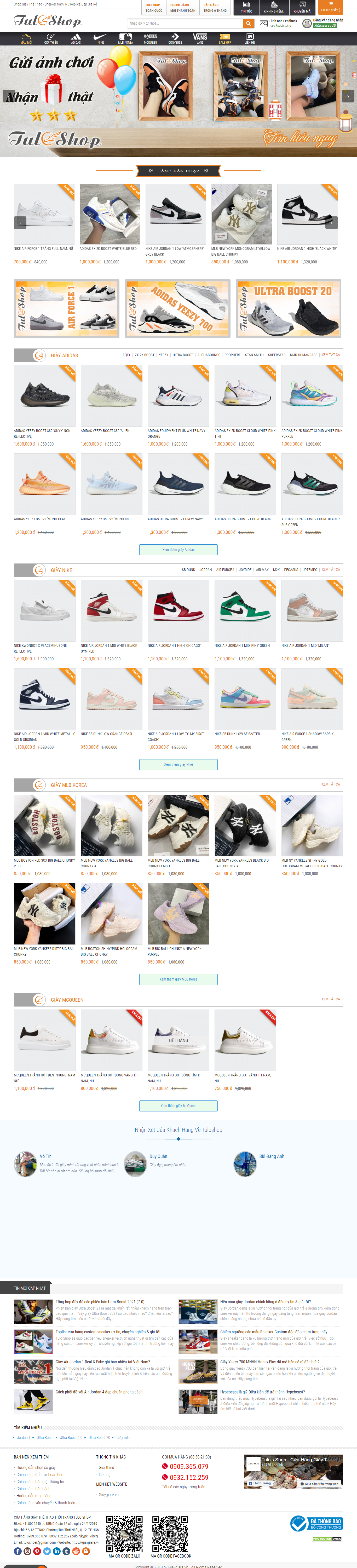 Thiết kế Website web bán giày sneaker - giaygiarevn