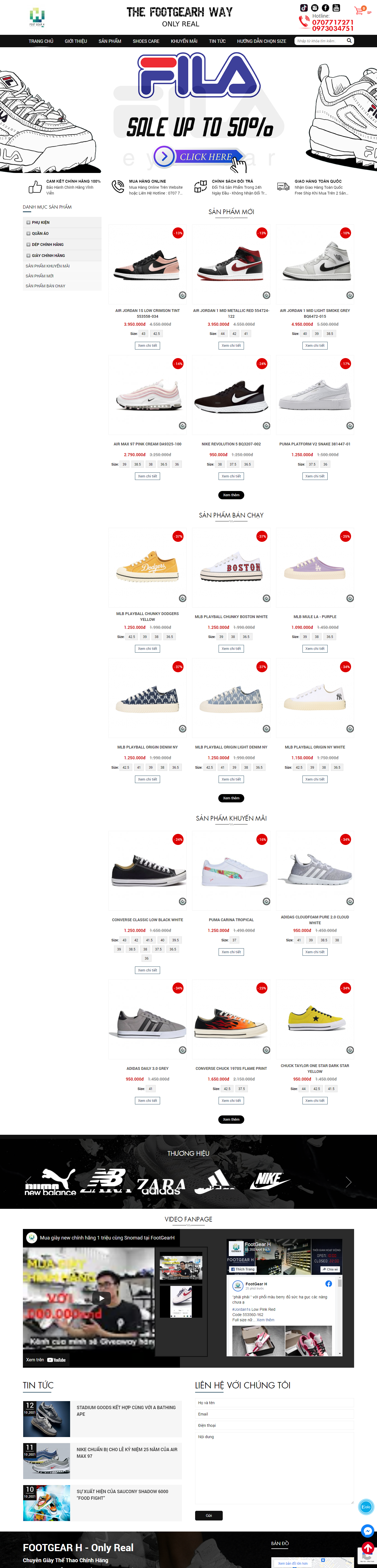 Thiết kế Website web bán giày sneaker - footgearhvn