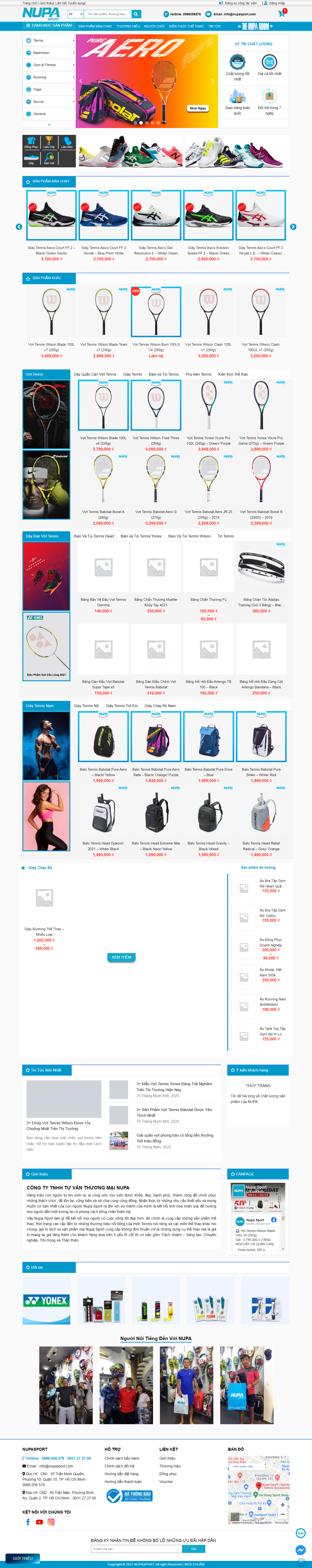 Thiết kế Website web vợt tennis - nupasportcom