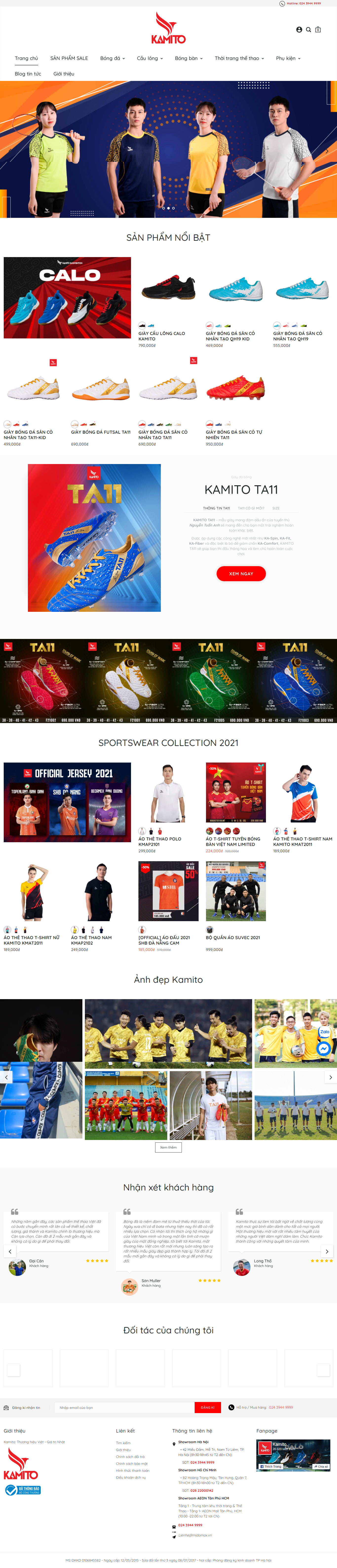 Thiết kế Website web vợt cầu lông - kamitovn