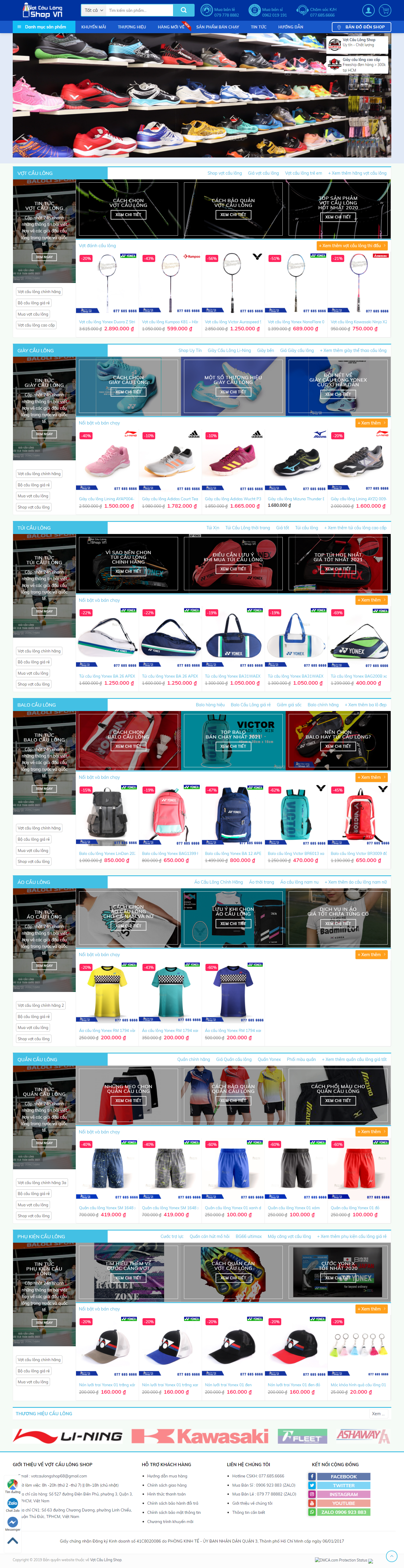 Thiết kế Website web vợt cầu lông - votcaulongshopvn