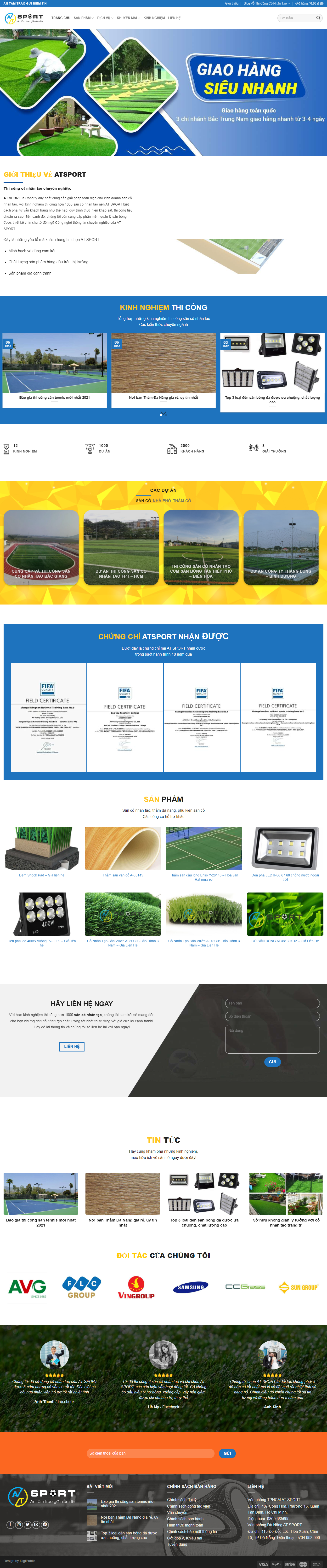Thiết kế Website web cho thuê sân bóng - atsportvn