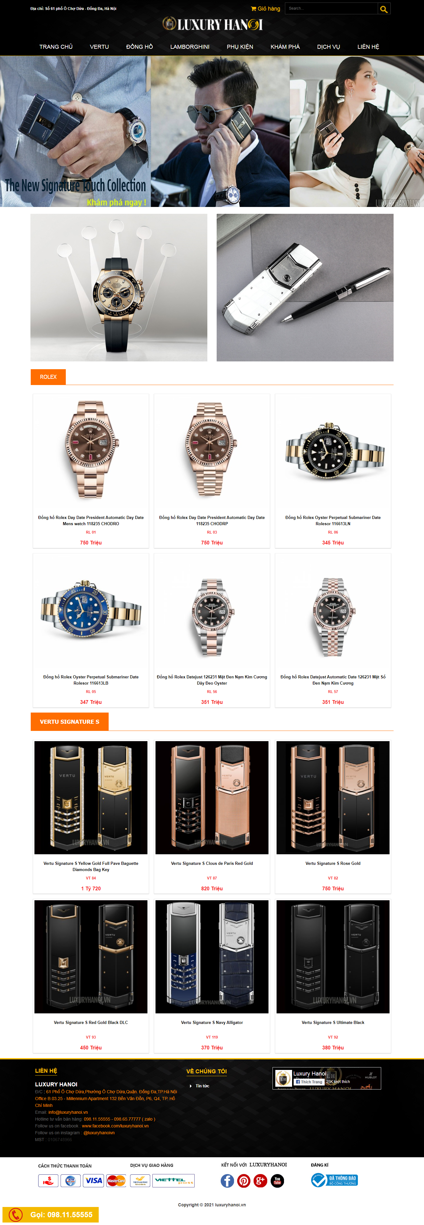 Thiết kế Website web bán điện thoại vertu - luxuryhanoivn