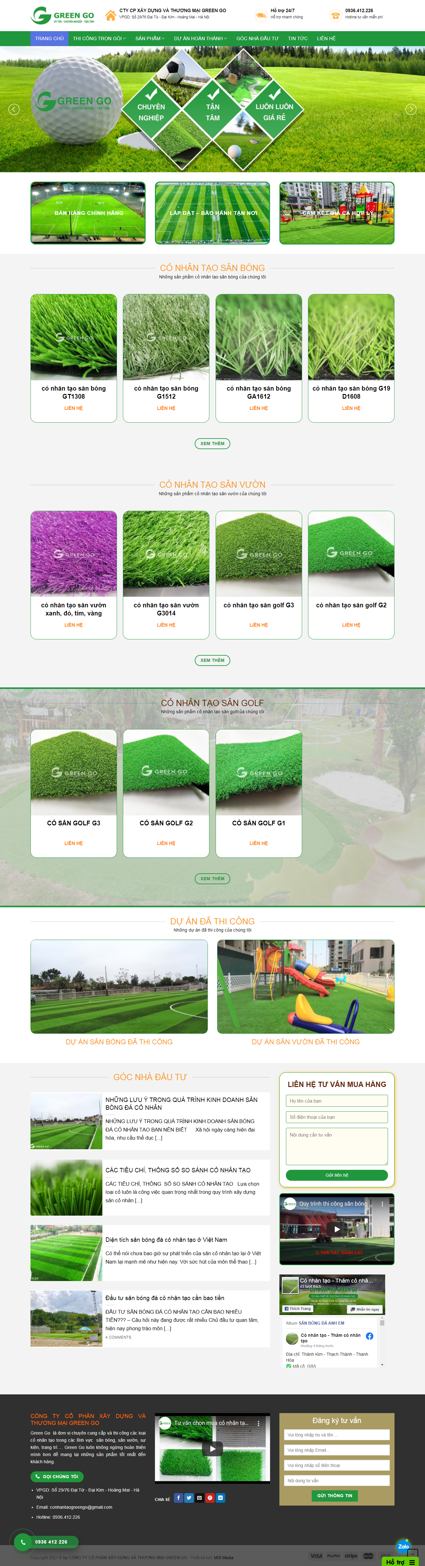 Thiết kế Website web cho thuê sân bóng - conhantaogreengocom