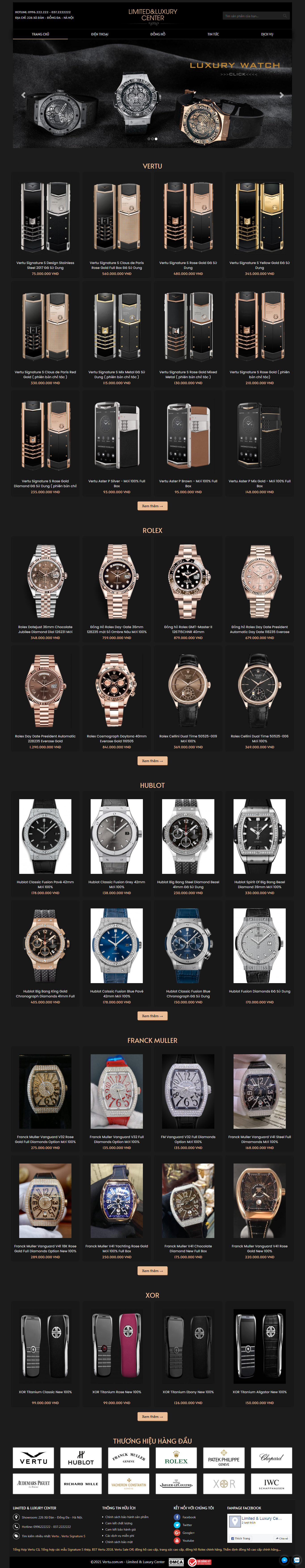 Thiết kế Website web bán điện thoại vertu - vertucomvn