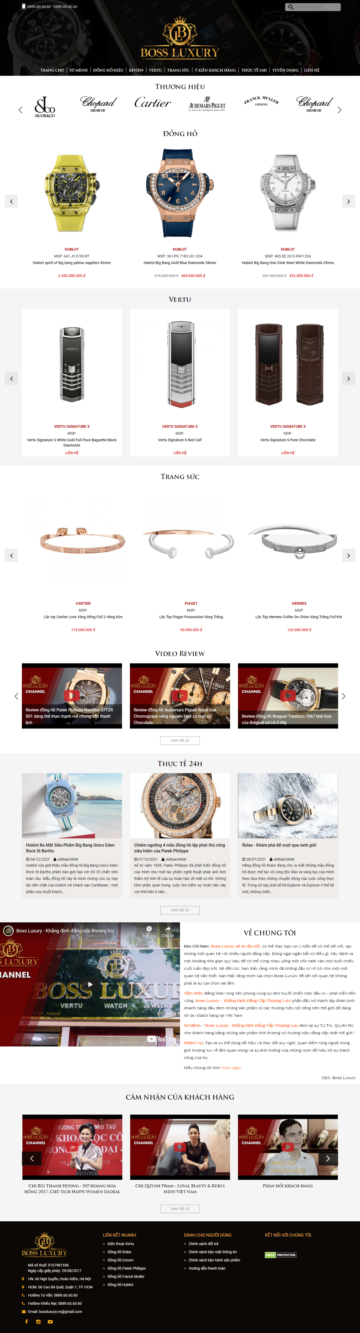 Thiết kế Website web bán điện thoại vertu - bossluxuryvn