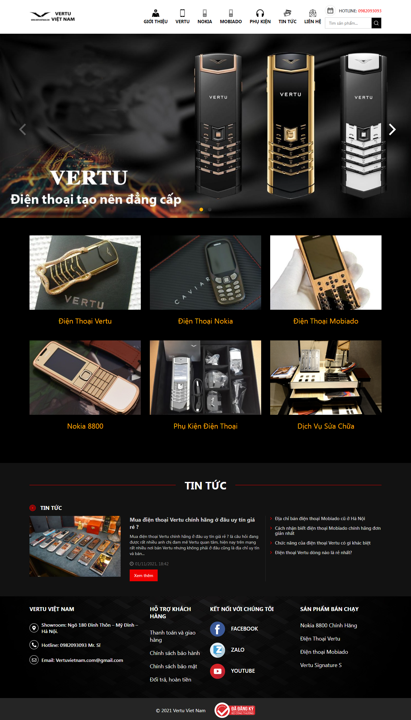 Thiết kế Website web bán điện thoại vertu - vertuvietnamcom