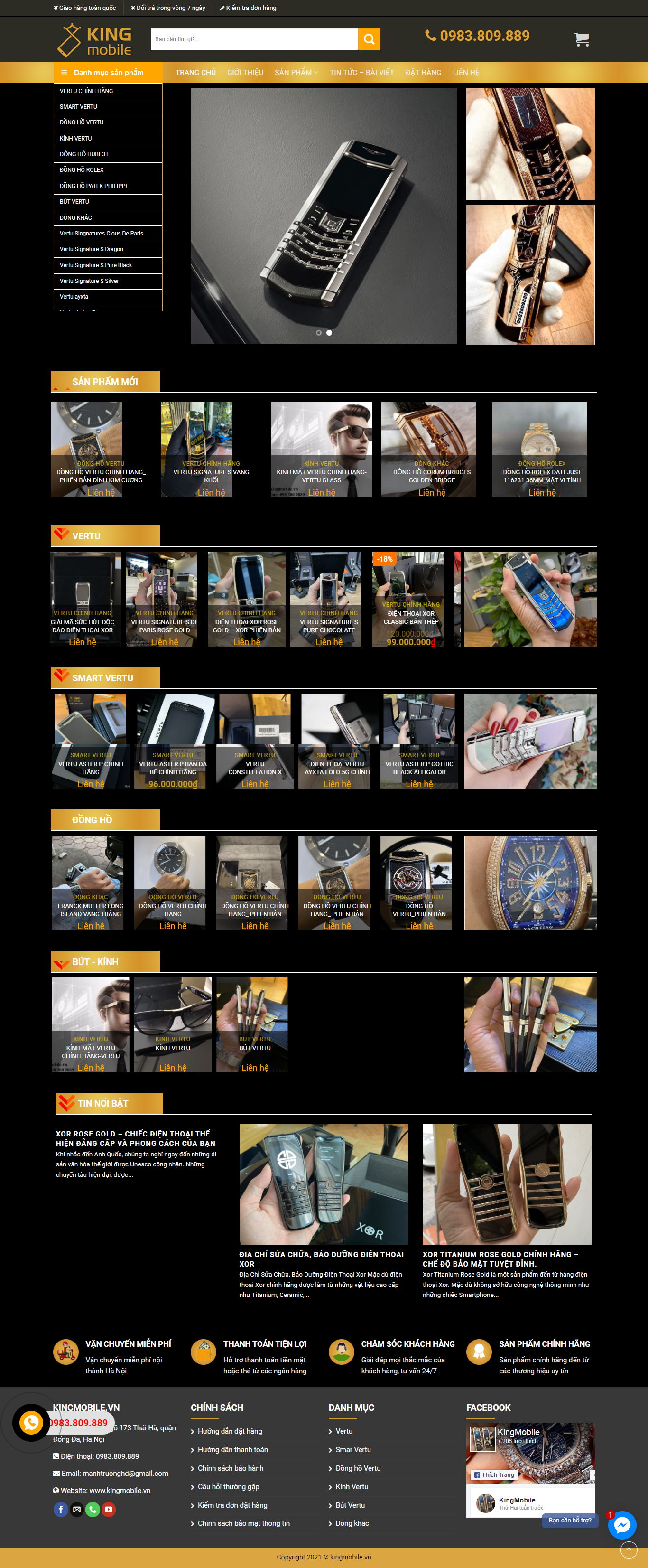 Thiết kế Website web bán điện thoại vertu - kingmobilevn