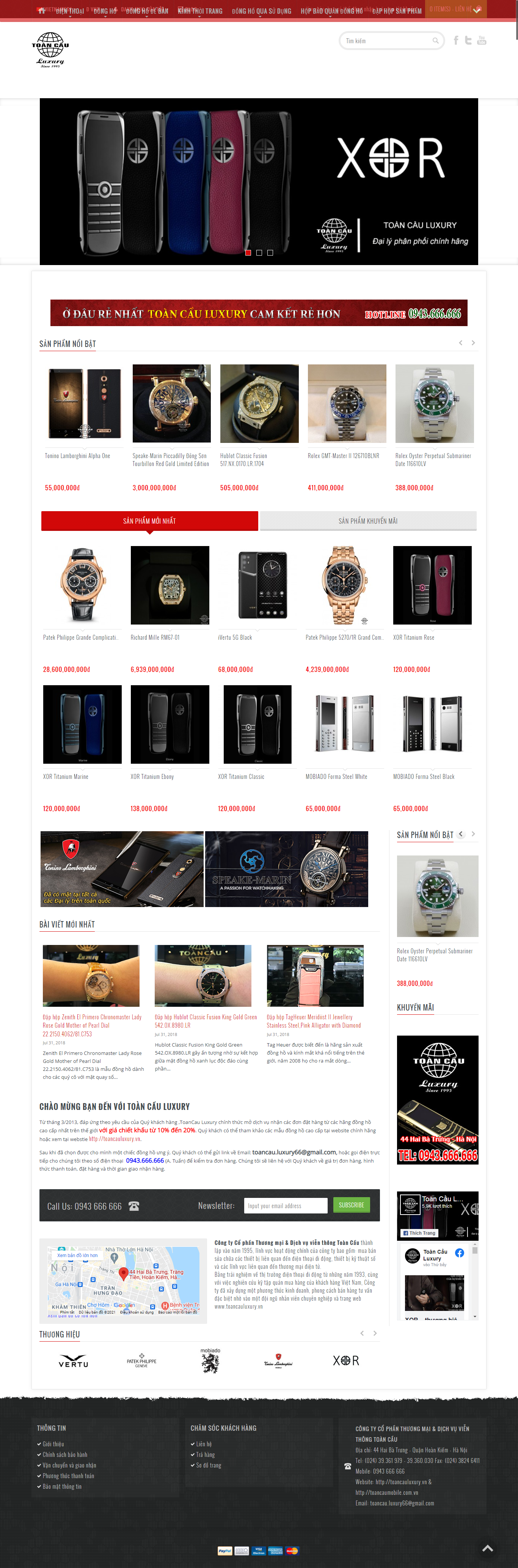 Thiết kế Website web bán điện thoại vertu - toancauluxuryvn