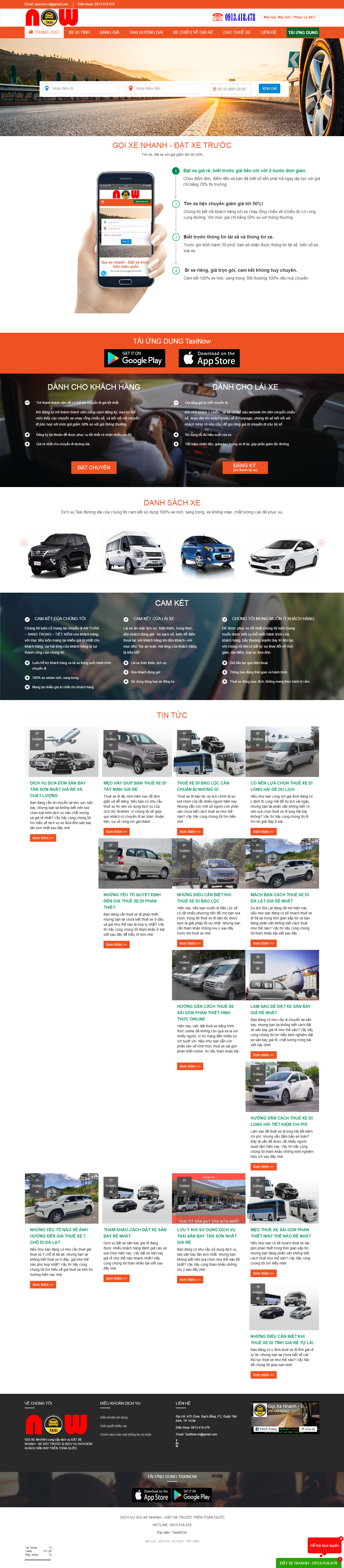 Thiết kế Website web đặt xe taxi - goixenhanhvn