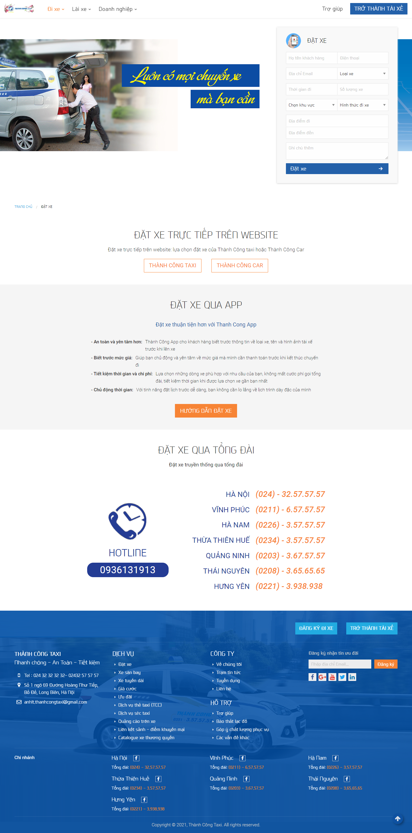 Thiết kế Website web đặt xe taxi - thanhcongtaxicom
