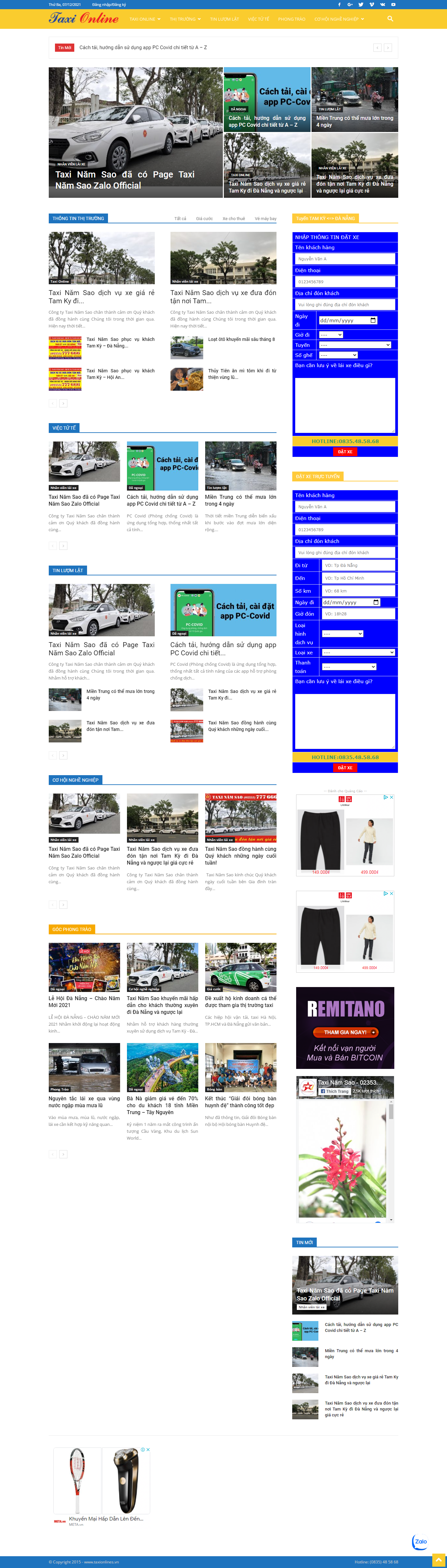 Thiết kế Website web đặt xe taxi - taxionlinesvn