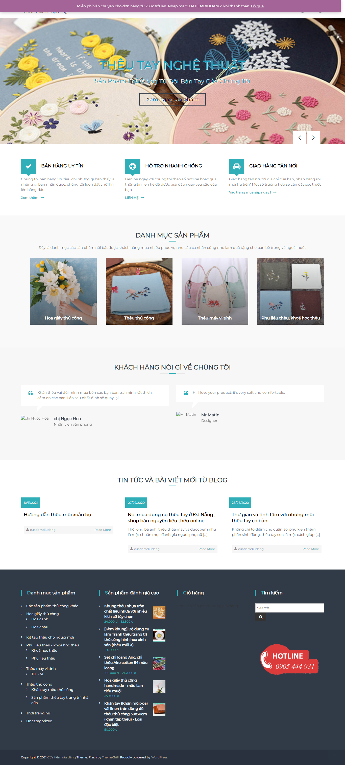 [tiemtaphoanhabap] Thiết kế Website web thêu khăn tay - cuatiemdiudangcom
