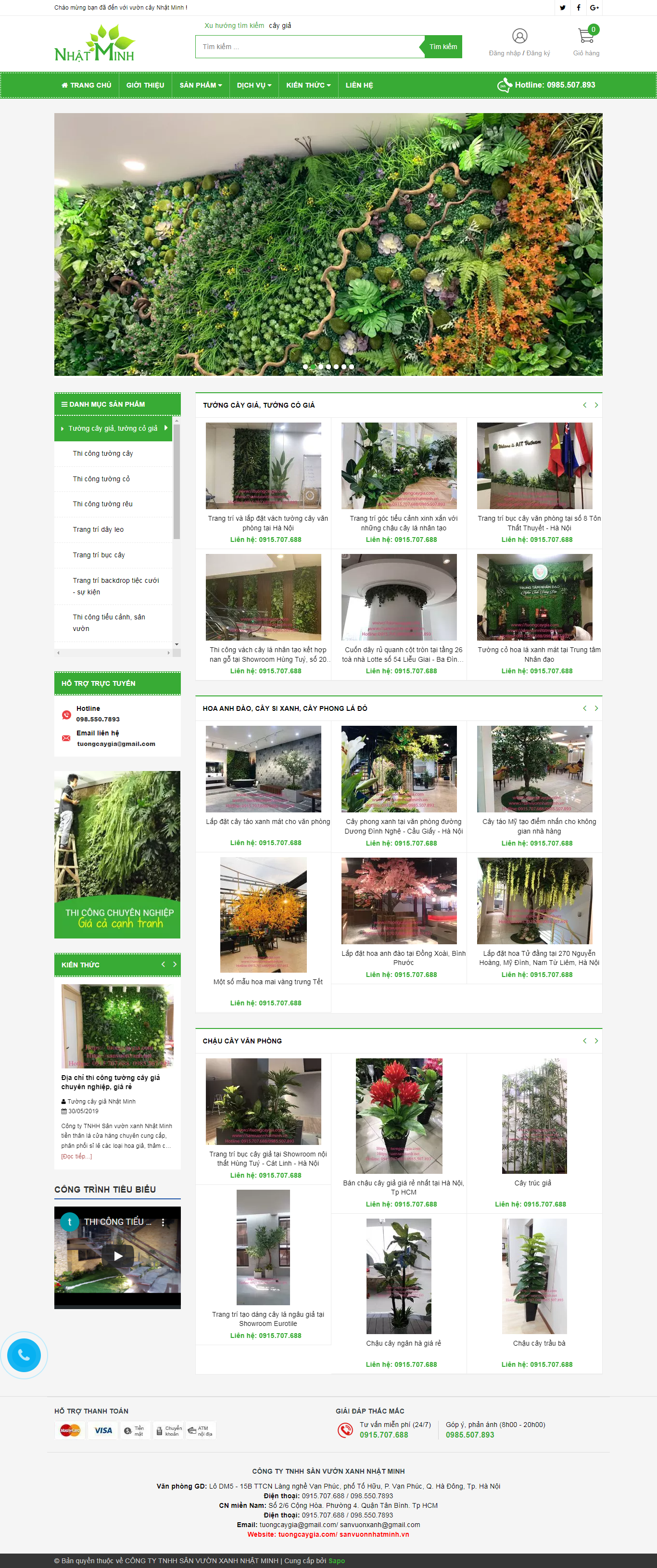 Thiết kế Website web bán hoa giả - tuongcaygiacom