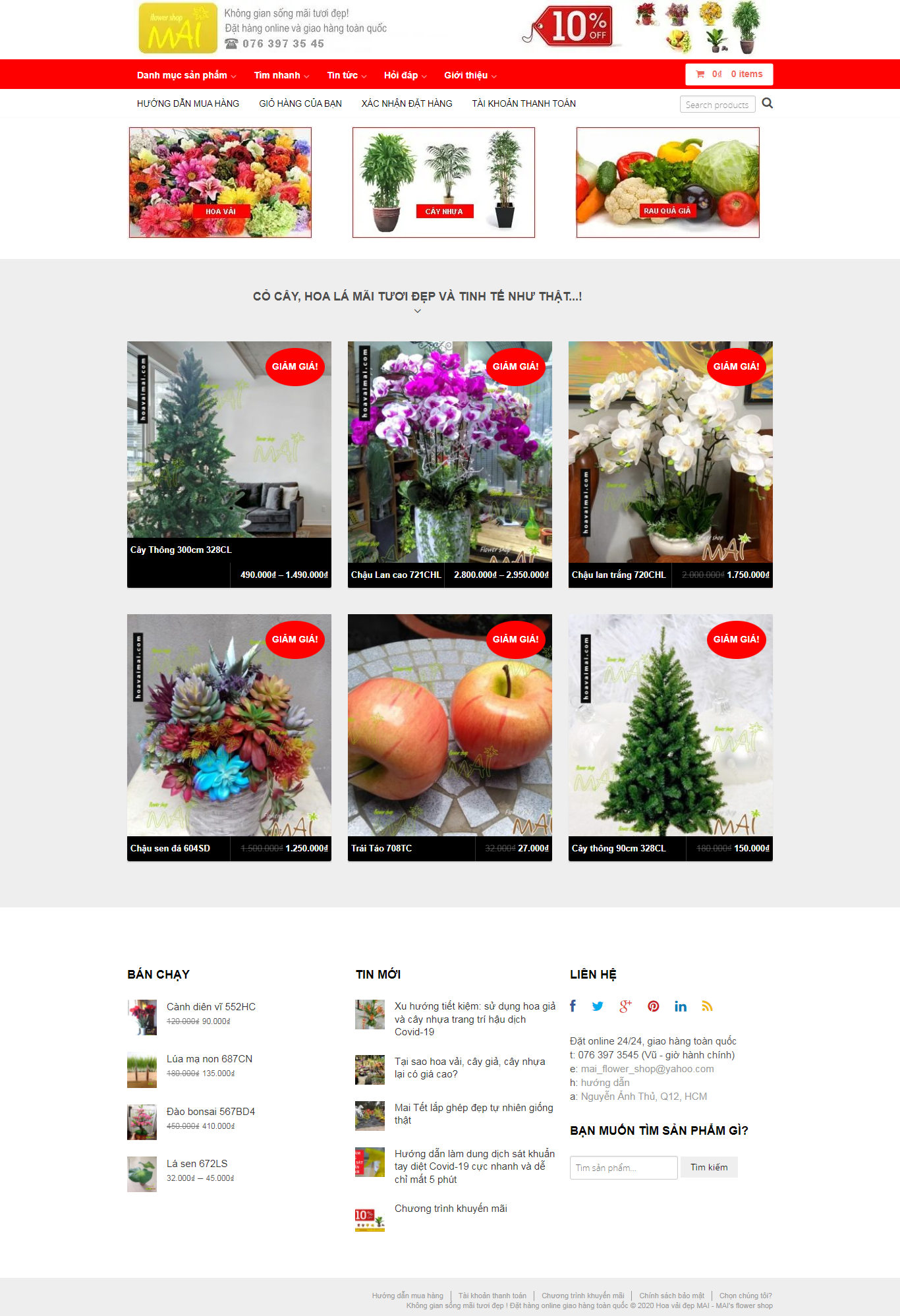 Thiết kế Website web bán hoa giả - hoavaidepinfo