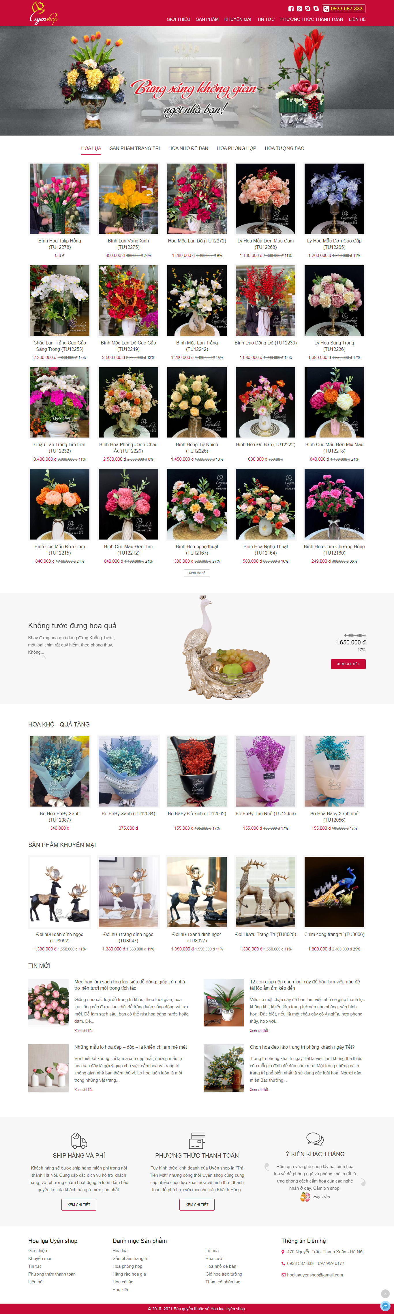 Thiết kế Website web bán hoa giả - uyenshopvn