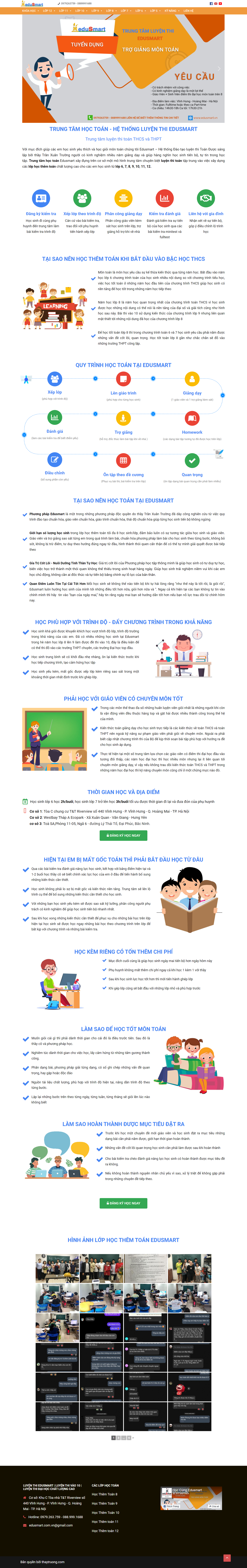 Thiết kế Website web cho trung tâm học thêm - edusmartvn
