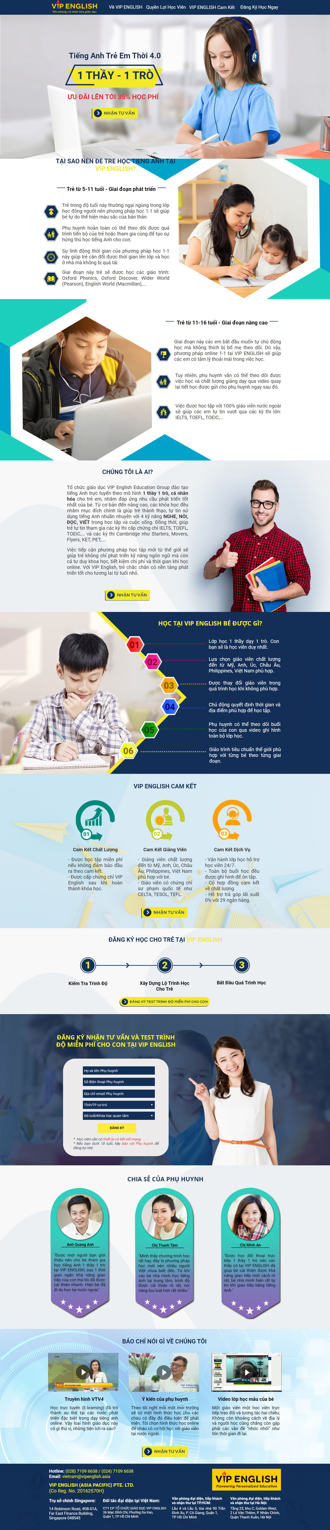 Thiết kế Website web cho trung tâm học thêm - kidsvipenglishvn