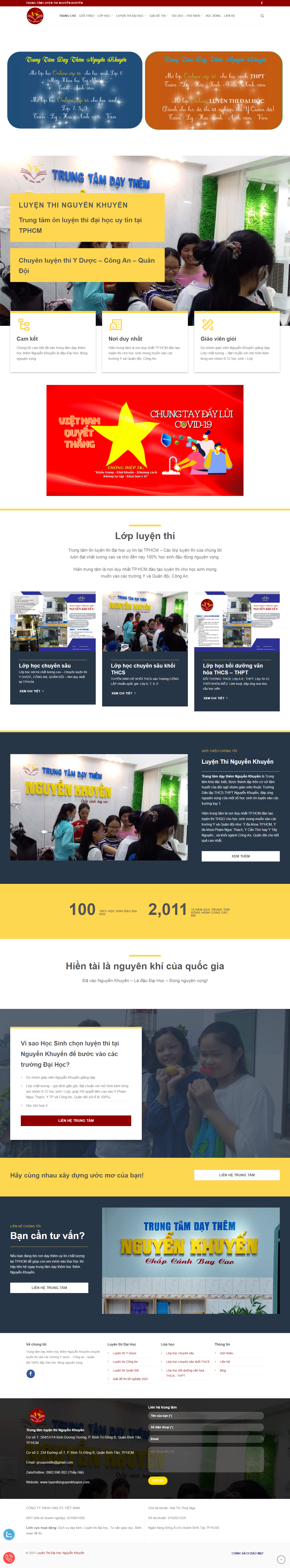 Thiết kế Website web cho trung tâm học thêm - luyenthinguyenkhuyencom