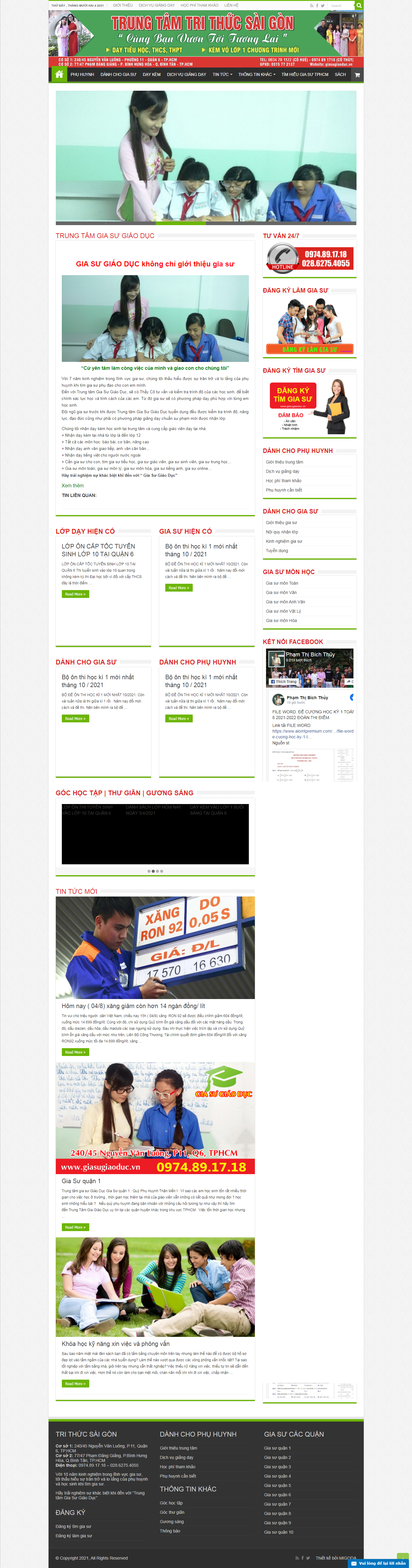 Thiết kế Website web cho trung tâm học thêm - giasugiaoducvn