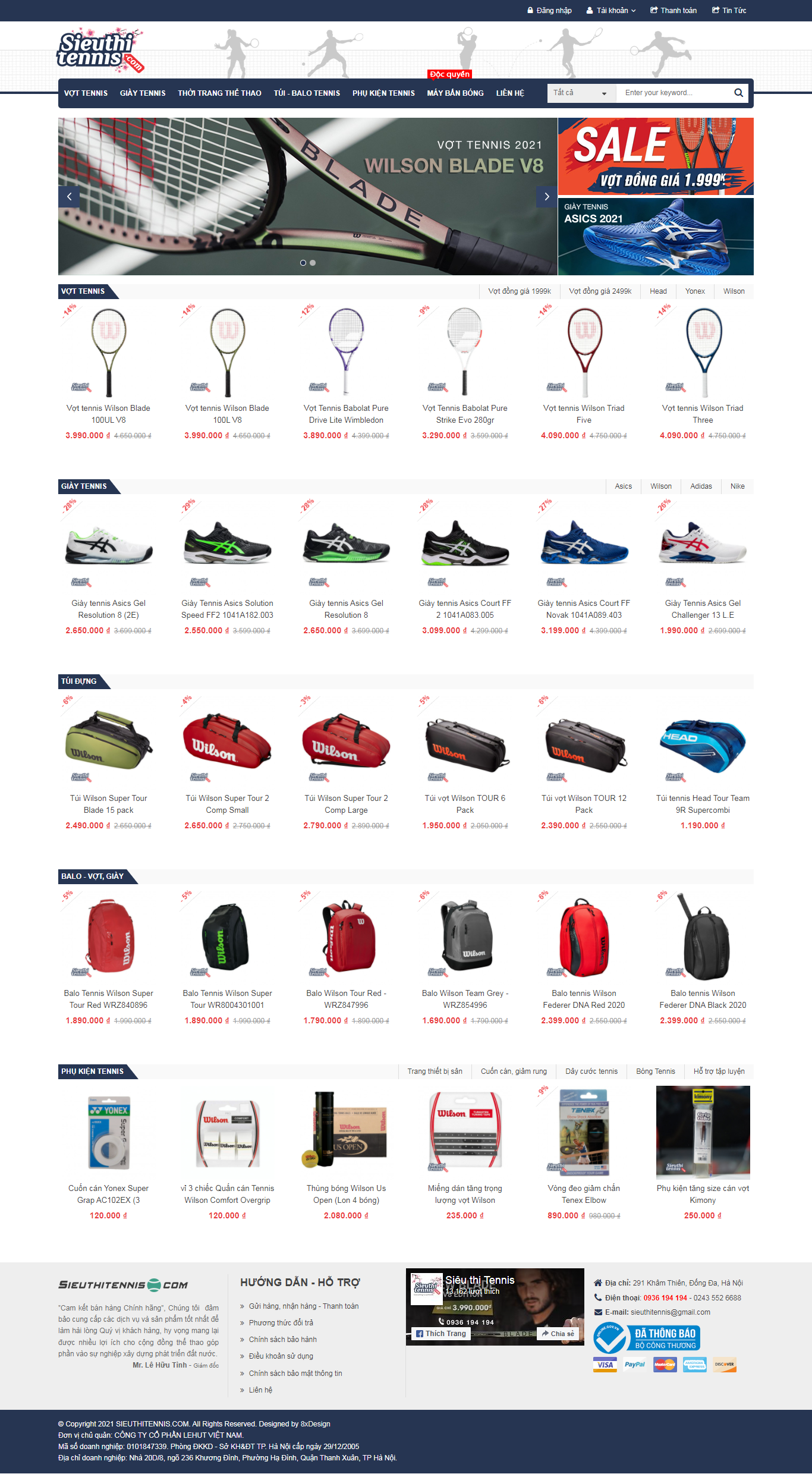 Thiết kế Website web vợt tennis - sieuthitenniscom