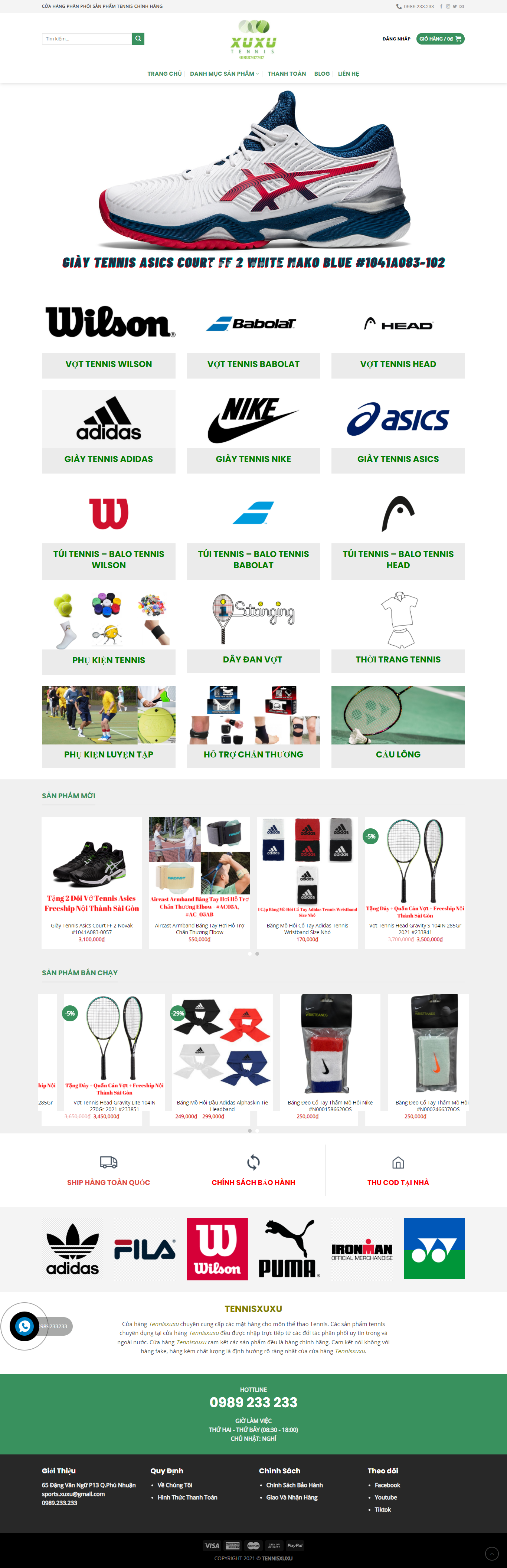 Thiết kế Website web vợt tennis - tennisxuxuvn