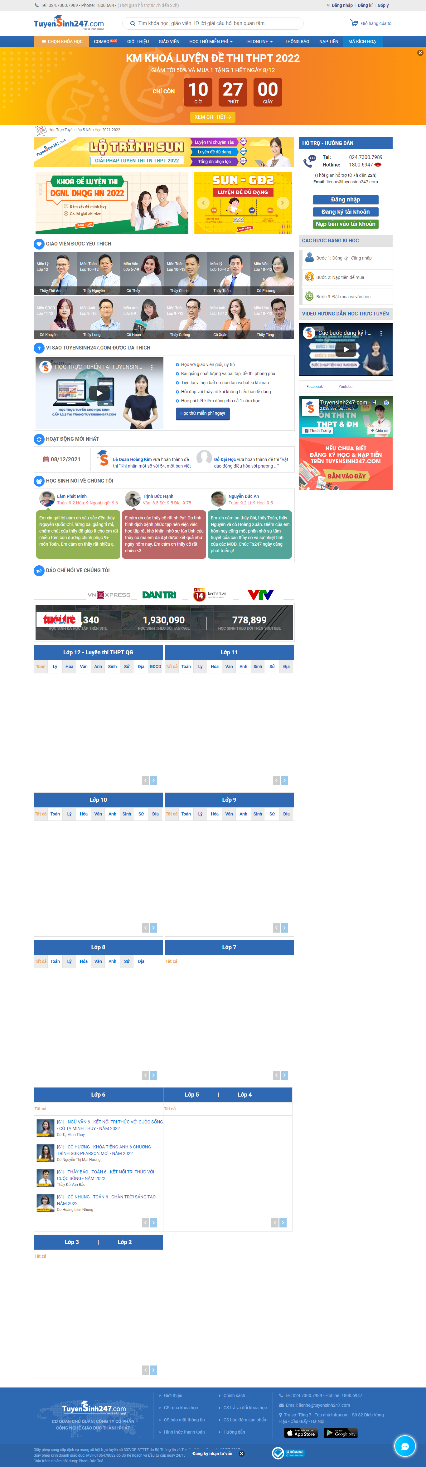 Thiết kế Website web dậy học online - tuyensinh247com