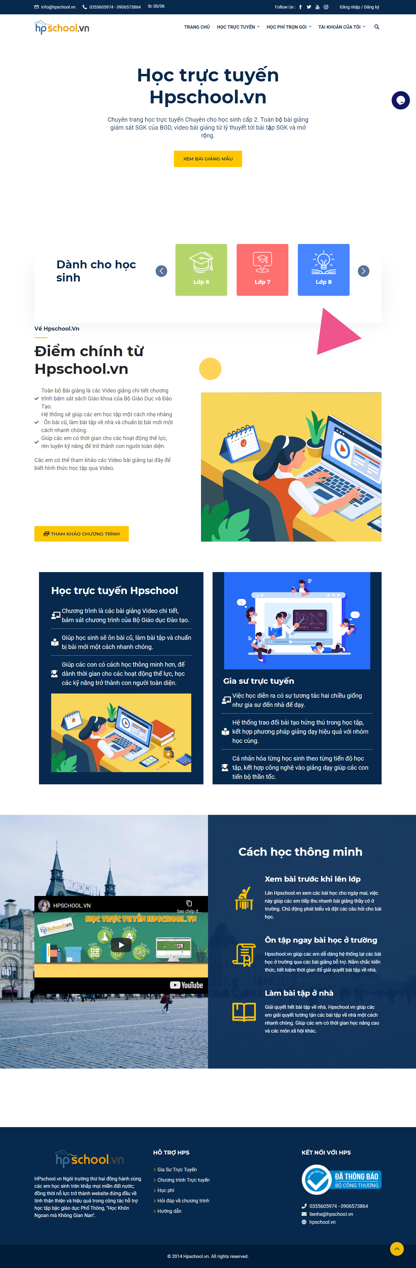Thiết kế Website web dậy học online - hpschoolvn