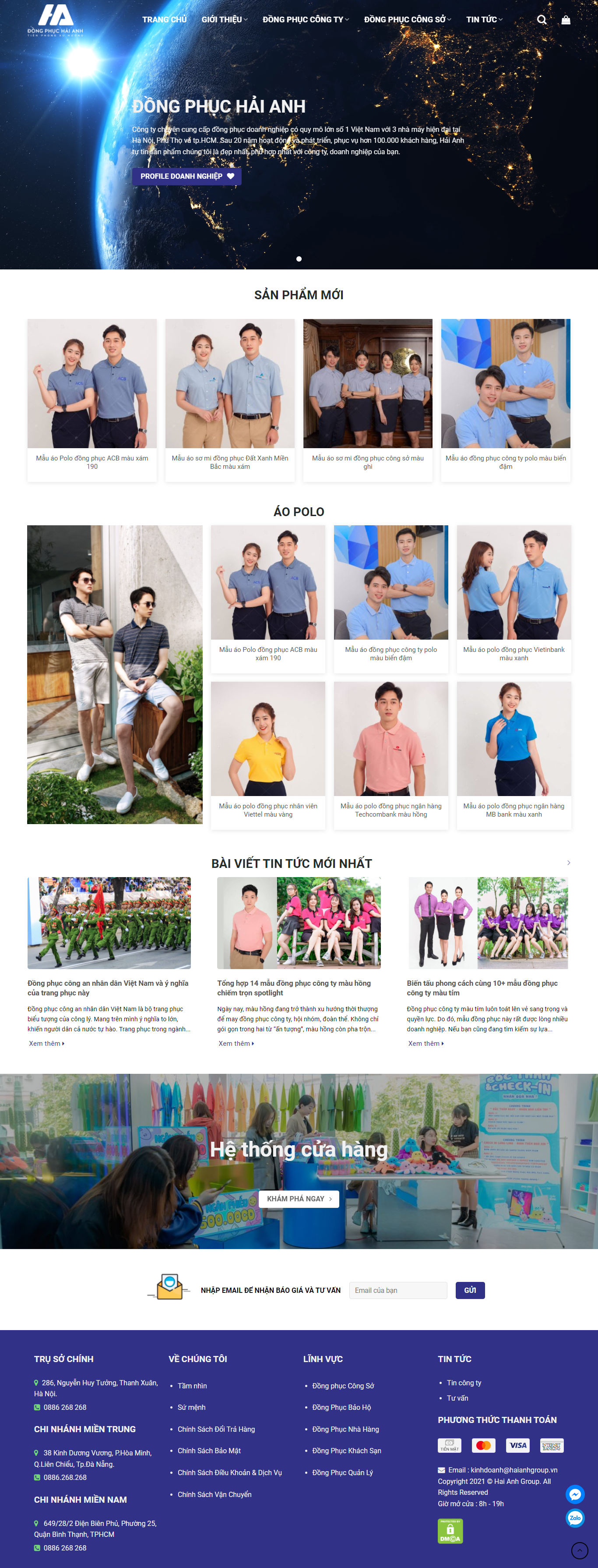 Thiết kế Website web đồng phục công sở - dongphuchaianhvn