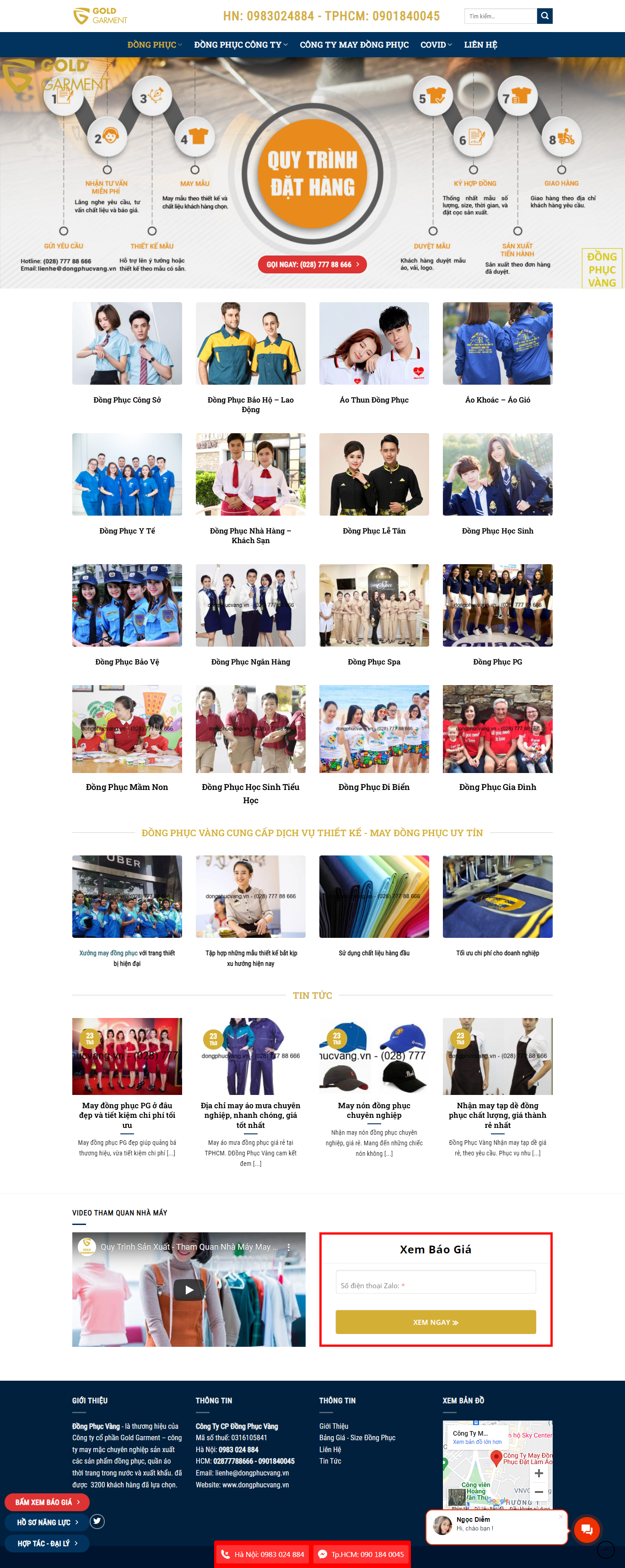 Thiết kế Website web đồng phục học sinh - dongphucvangvn