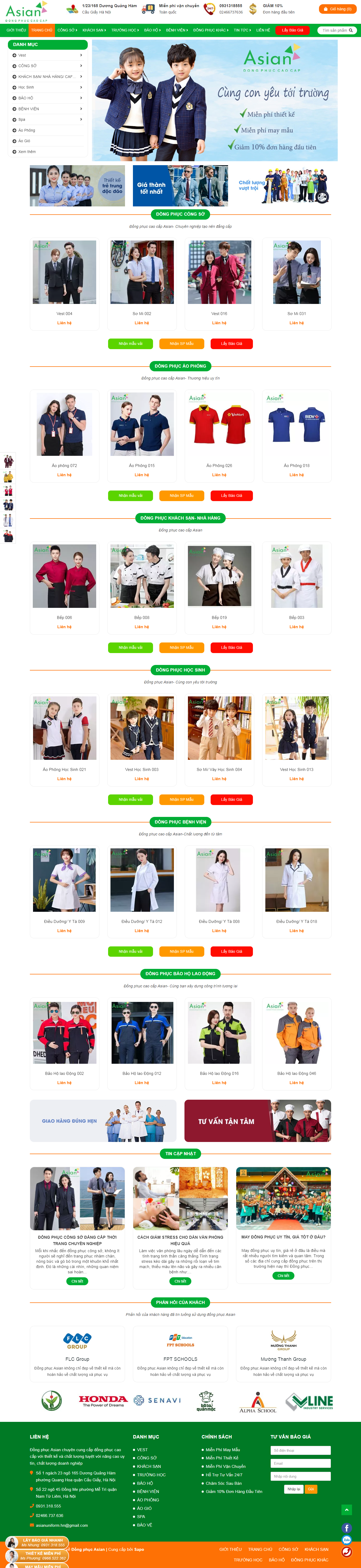 Thiết kế Website web đồng phục học sinh - dongphucasianvn