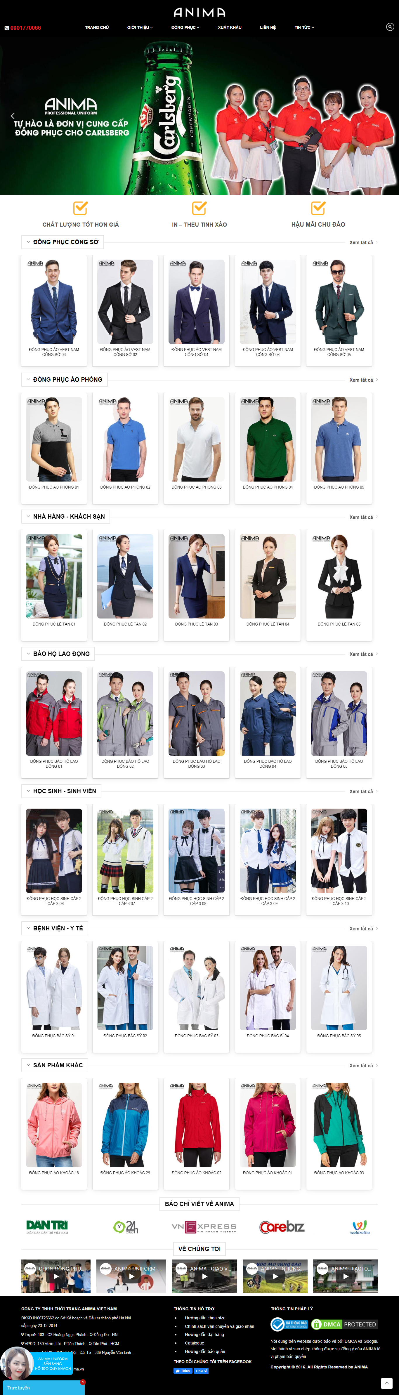 Thiết kế Website web đồng phục học sinh - animacomvn