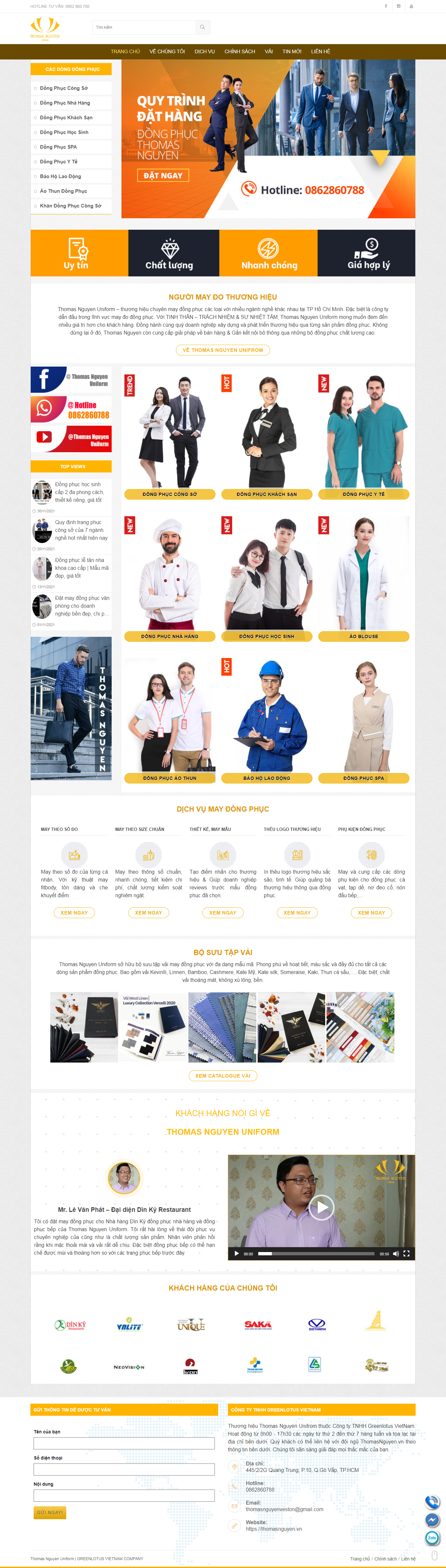 Thiết kế Website web đồng phục học sinh - thomasnguyenvn
