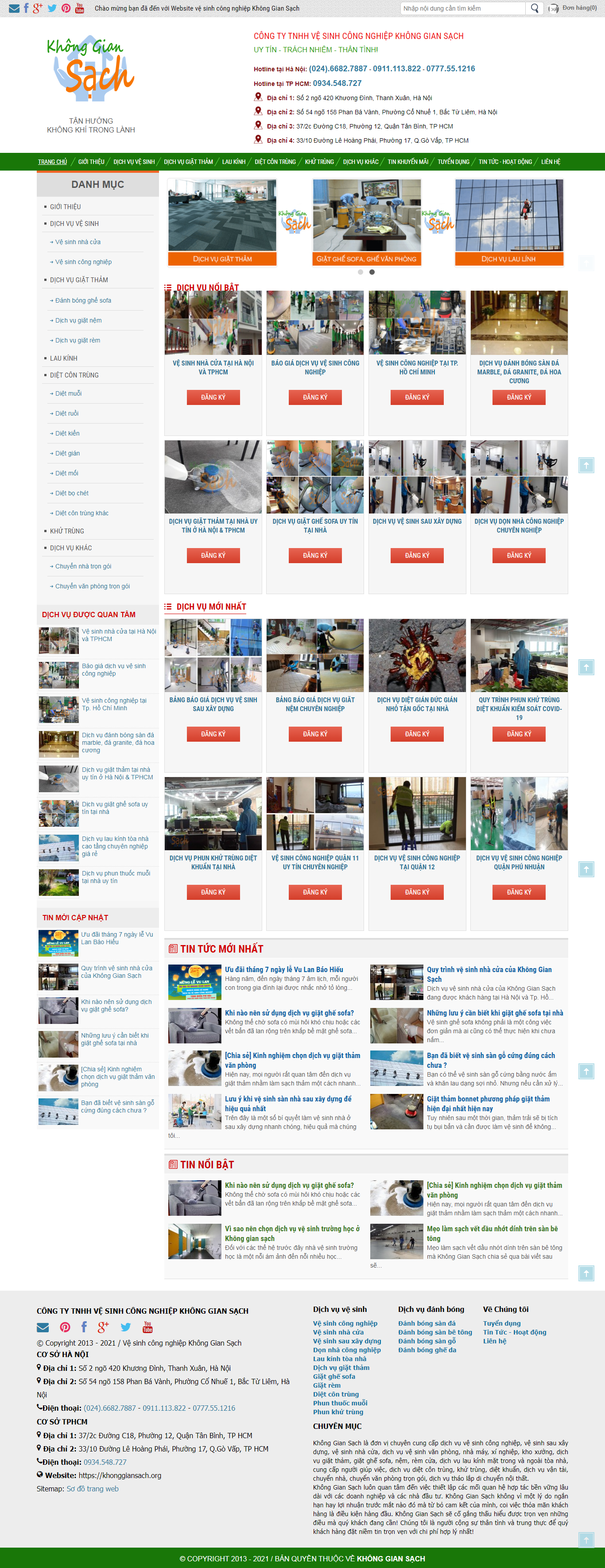 Thiết kế Website web vệ sinh công sở - khonggiansachorg