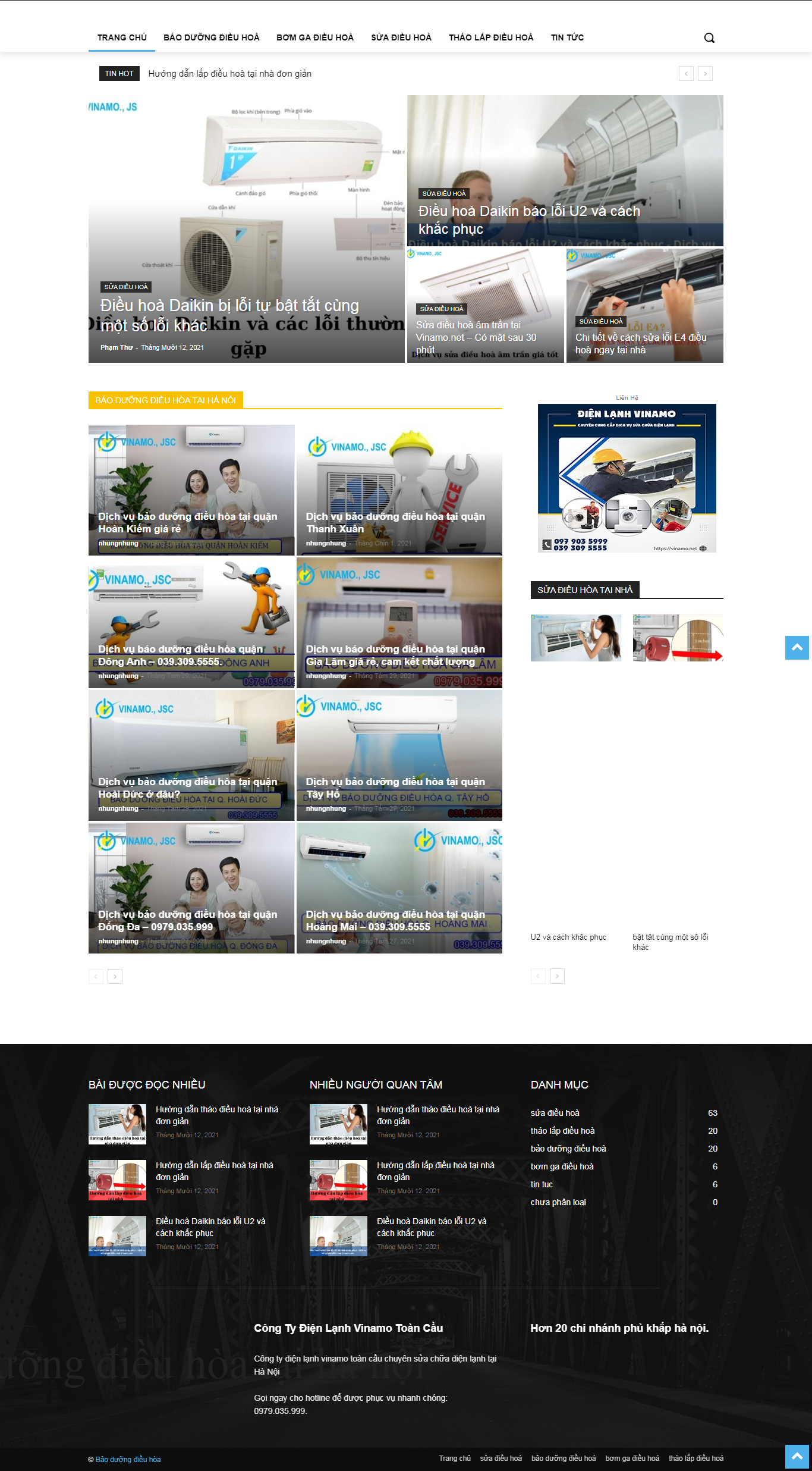 [thoviet] Thiết kế Website web vệ sinh điều hòa - vinamonet