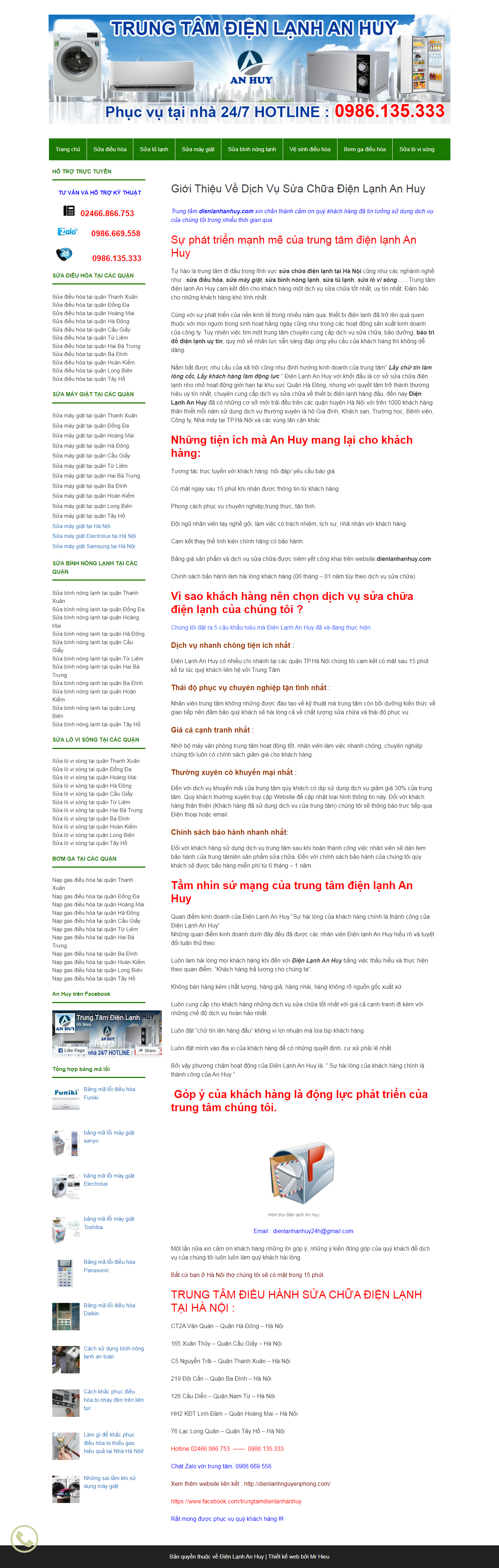 [thoviet] Thiết kế Website web vệ sinh điều hòa - dienlanhanhuycom