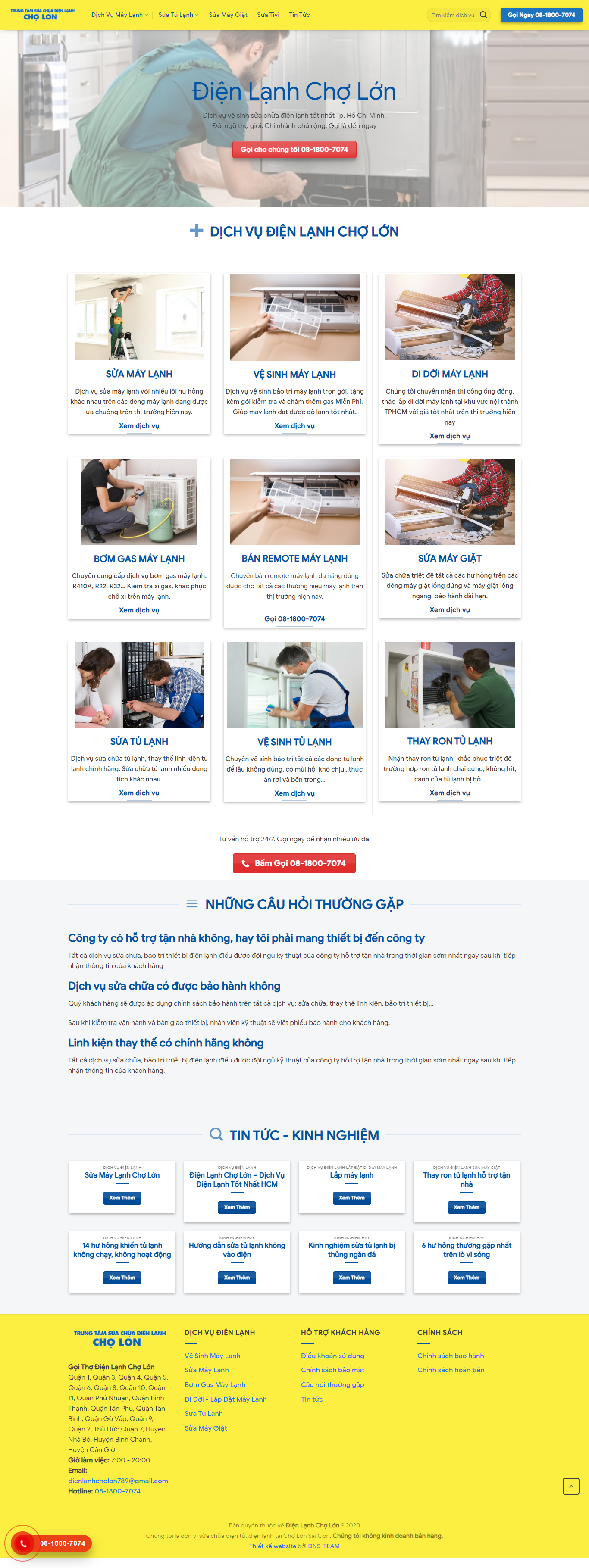[thoviet] Thiết kế Website web vệ sinh điều hòa - dienlanhcholoncom