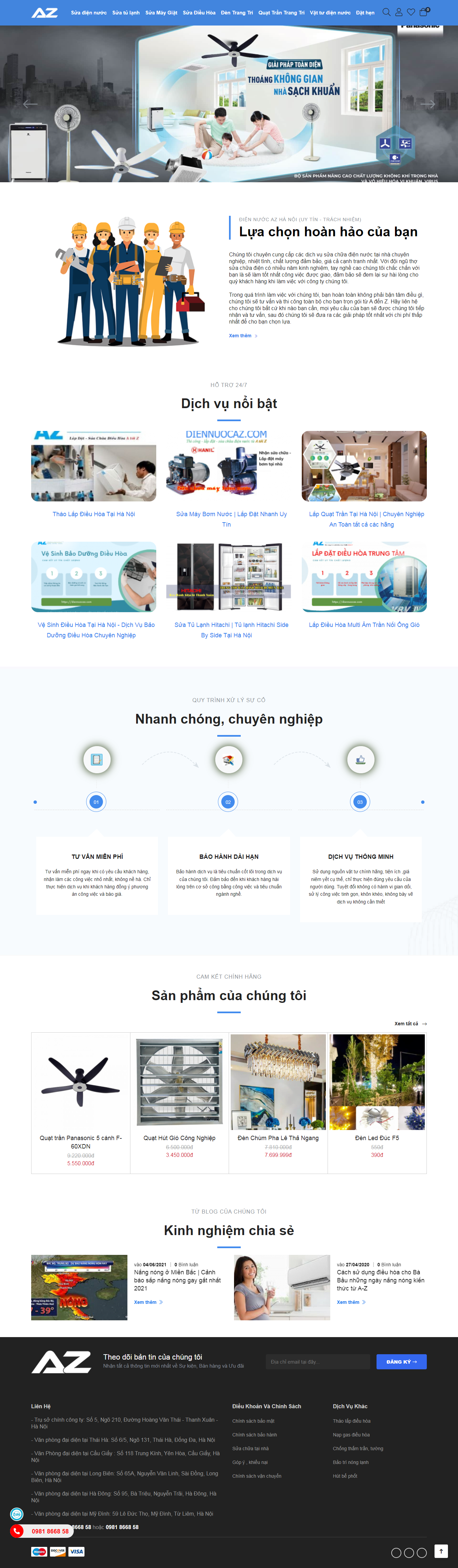 [thoviet] Thiết kế Website web vệ sinh điều hòa - diennuocazcom