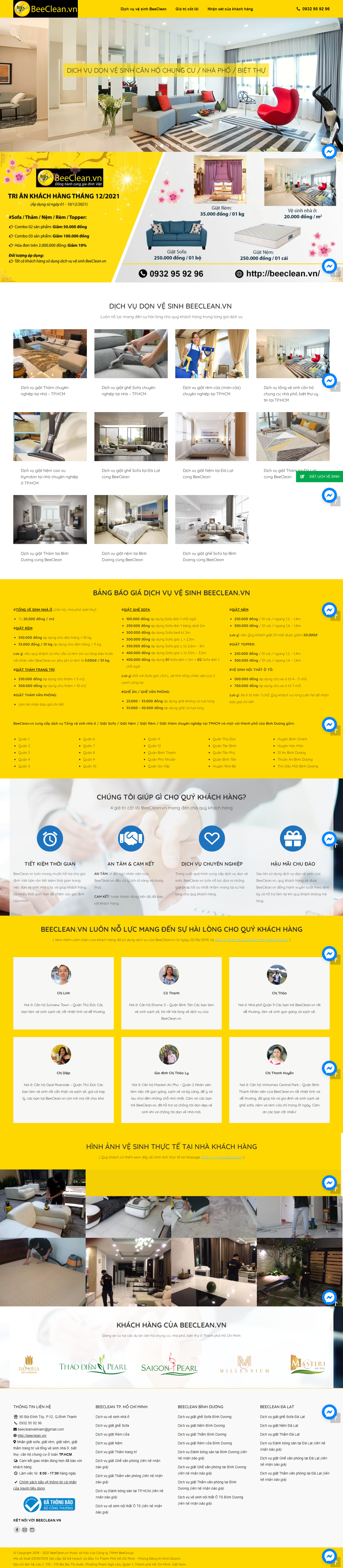 Thiết kế Website web vệ sinh nhà - beecleanvn