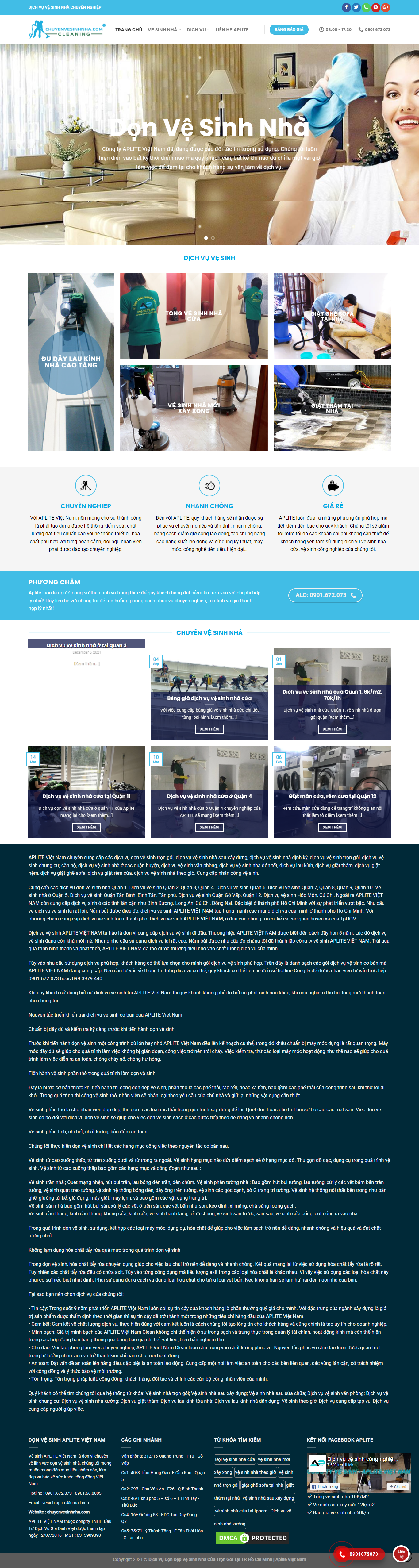 Thiết kế Website web vệ sinh nhà - chuyenvesinhnhacom