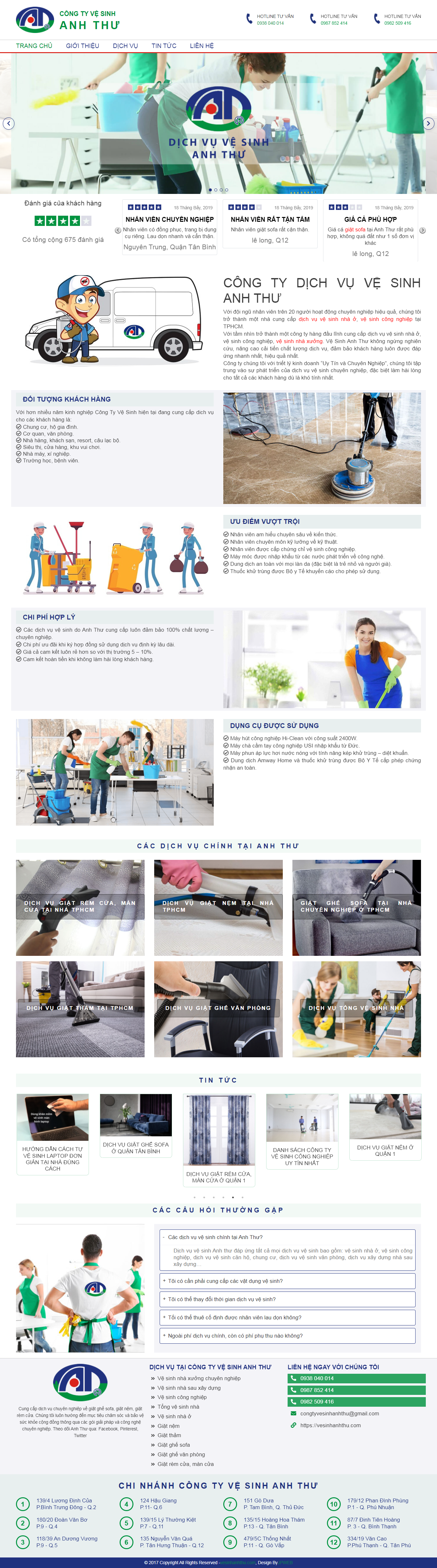 Thiết kế Website web vệ sinh nhà - vesinhanhthucom